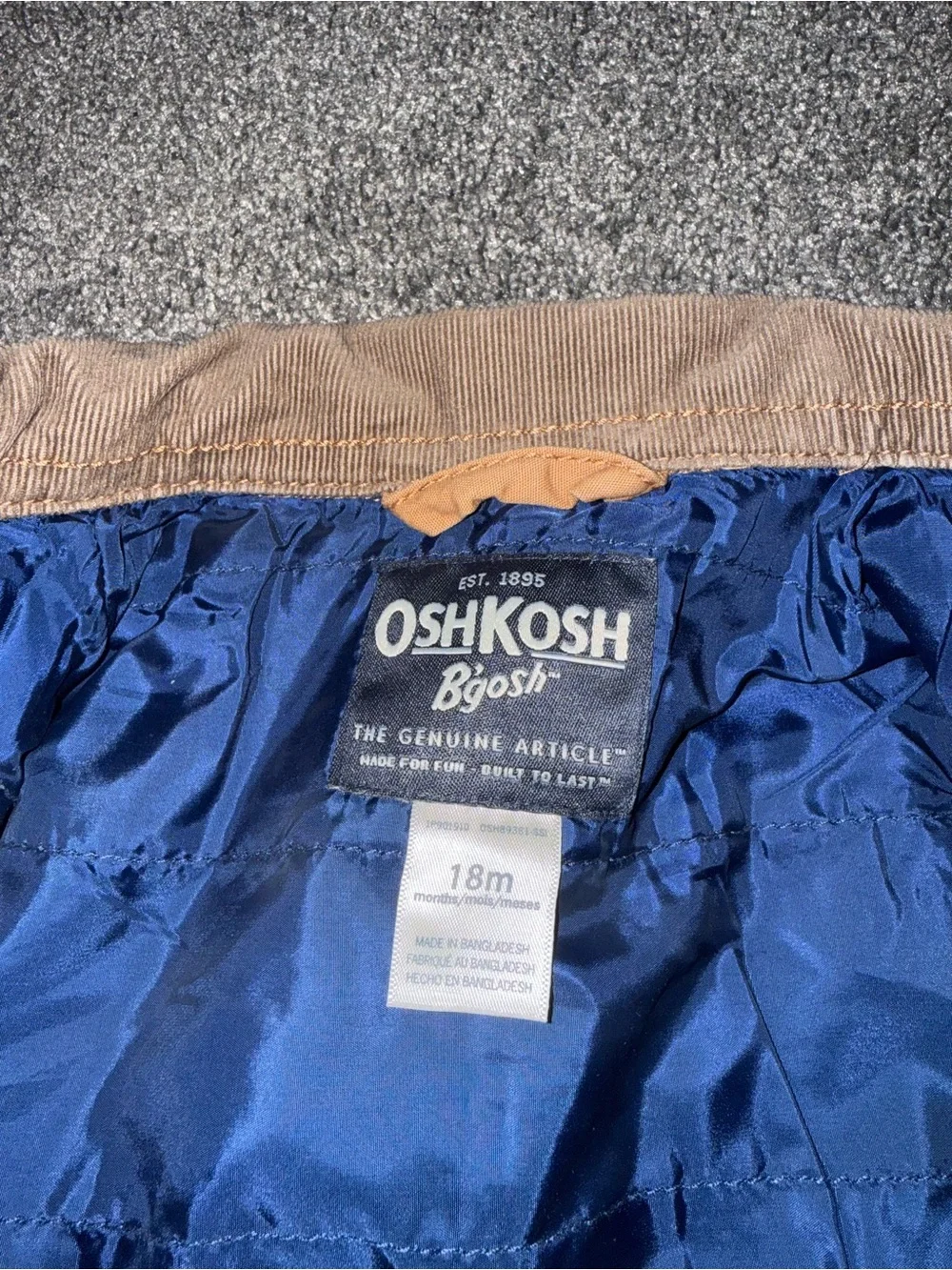 OshKosh B'gosh Tan Kids Jacket with Corduroy Collar